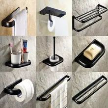 Черный Масляный Бронзовый квадратный набор аксессуаров для ванной комнаты, кольцо для полотенец, держатель для бумаги, туалетная щетка, крючок для пальто, мыльница aset016