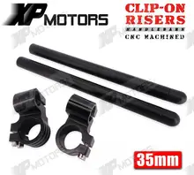 High Quality Black CNC 1″ Riser Clip-On Higher Clipons Handlebar Universal Fit 35mm Forks Fits For CAFE RACER