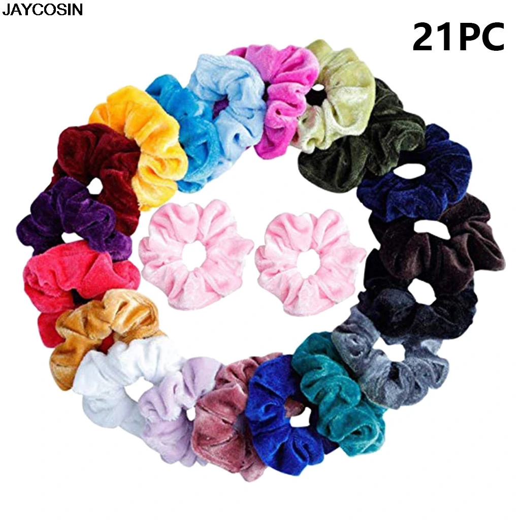 

KLV Headwear Women 21 Pcs Velvet Elastic Hair Bands for Women or Girls Hair Accessories headband Hot Sale hair scrunchies 9723