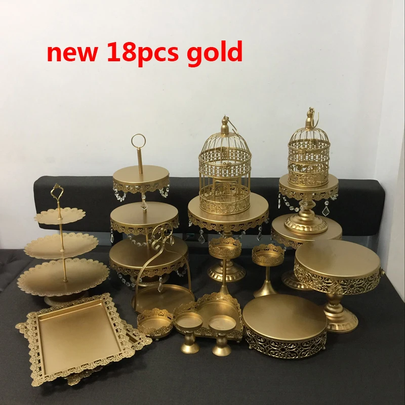 new gold wedding cake stand set  6 18 pieces cupcake  stand  