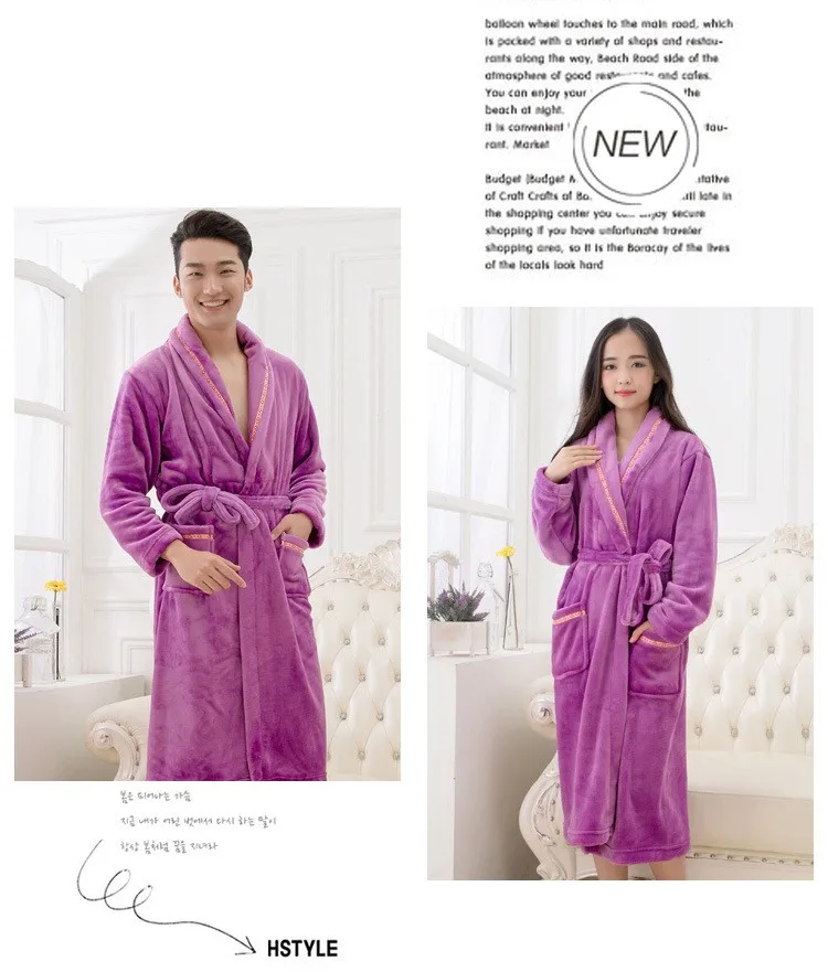 Фланель для влюбленных женские халаты осень-зима халат мужской Для женщин утолщенные коралловые флисовые пижамы для сна лаунж-кимоно Feminino