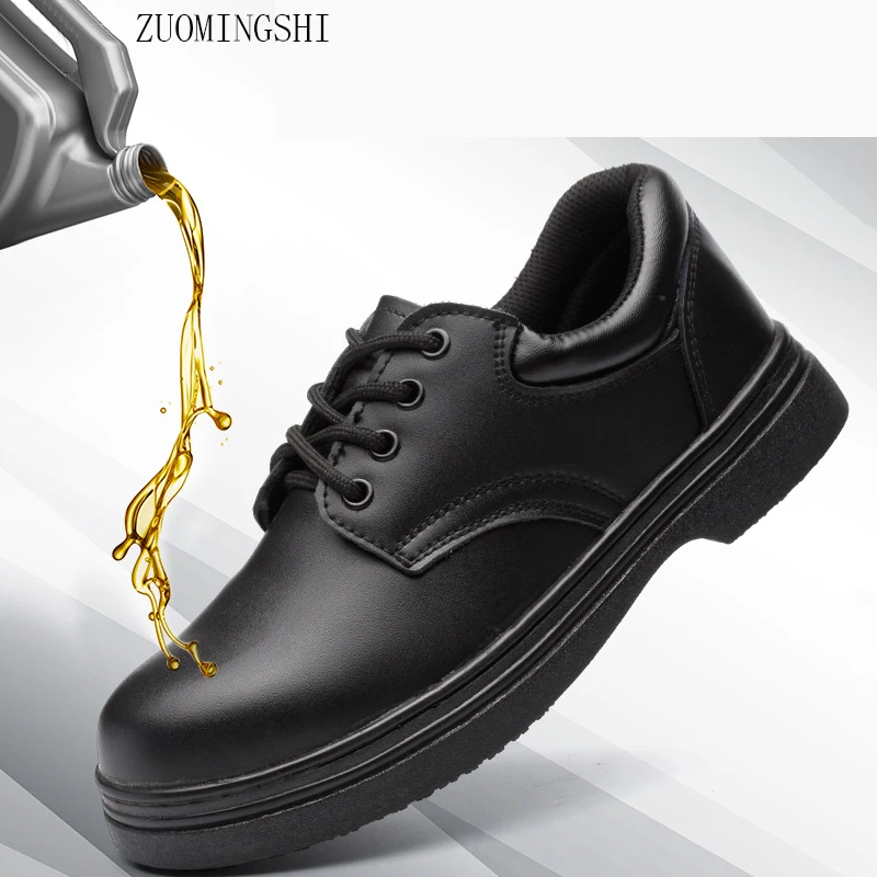 Zapatos de seguridad para hombre, calzado de impermeable, resistente al aceite, zapatos de