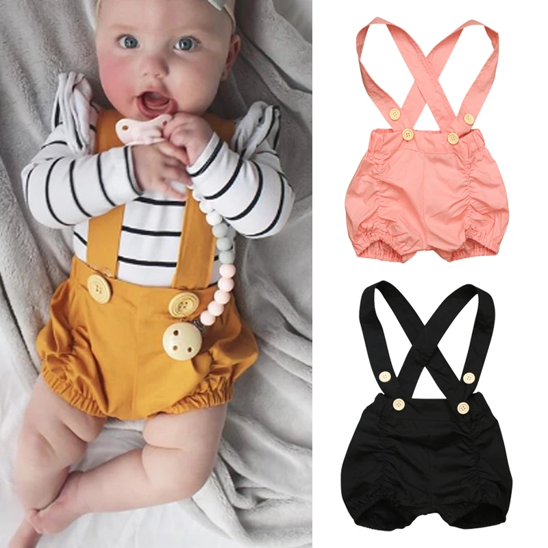 

Lovely Baby Girl Boys Bib Shorts 2018 Kid Girl Boys Overalls Romper Suspenders Jumpsuit Shorts Outfits Newborn Baby Clothes 1-4Y