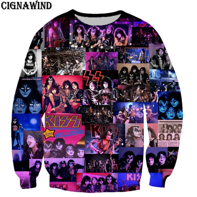 

Hot Rock band KISS 3D Printed Sweatshirts MenWomen Tracksuits Hip hop Streetwear Harajuku New Design Star mens Fashion hoodies