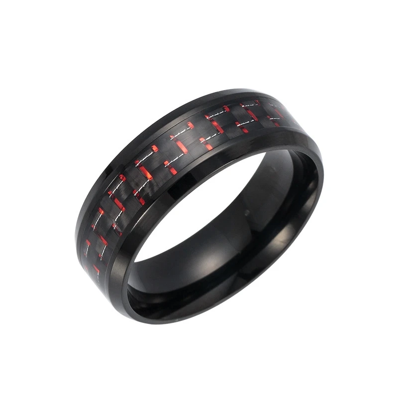 Мужские Классные кольца из титановой стали с черным углеродным волокном, модное красное синее кольцо Anel Masculino, ювелирные изделия - Цвет основного камня: Красный
