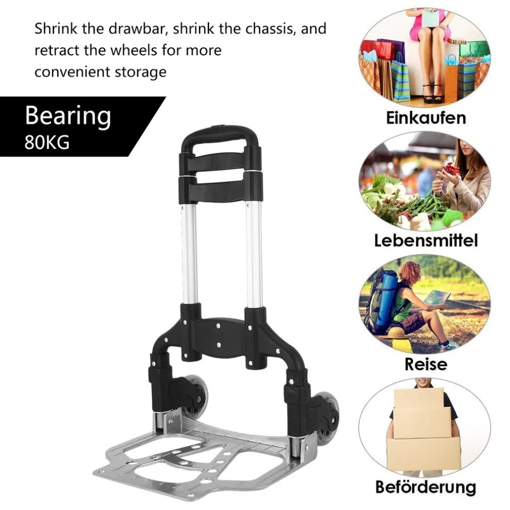 

Newest Multifunctional Folding 80kg Shopping Cart Aluminum Alloy Shopping Cart Trolley Car Luggage Trailer Aluminum Alloy Cart
