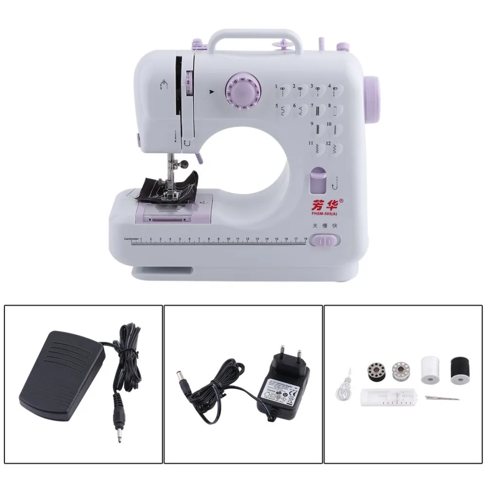 

Electric Desktop Portable Double Thread Double Speed 12 Pre-Set Stitches Mini Household Sewing Machine 505A Presser Foot