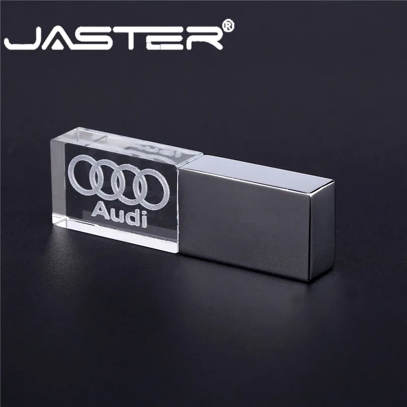 JASTER audi crystal + металлический флеш-диск USB 2,0 Флешка 4 ГБ 8 ГБ 16 ГБ 32 ГБ 64 Гб 128 Гб Внешняя память палка u диск