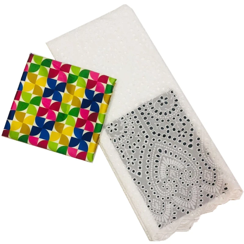 

cotton african fabric white swiss lace to match silk satin fabric high quality nigeria lace fabric for dress 3+2.5 yards per set