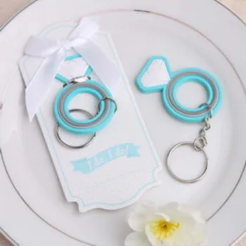 

12PCS Romantic Diamond Design Rubber Keychain Ring Wedding Key Ring Bridal Shower Favors