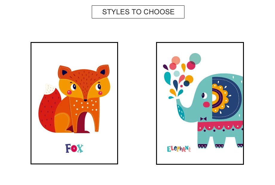 Wall Pictures Art Print Poster Fox And Elephant Waterproof Ink Design Painting Brand Home Decoration New Canvas Printings  (2)