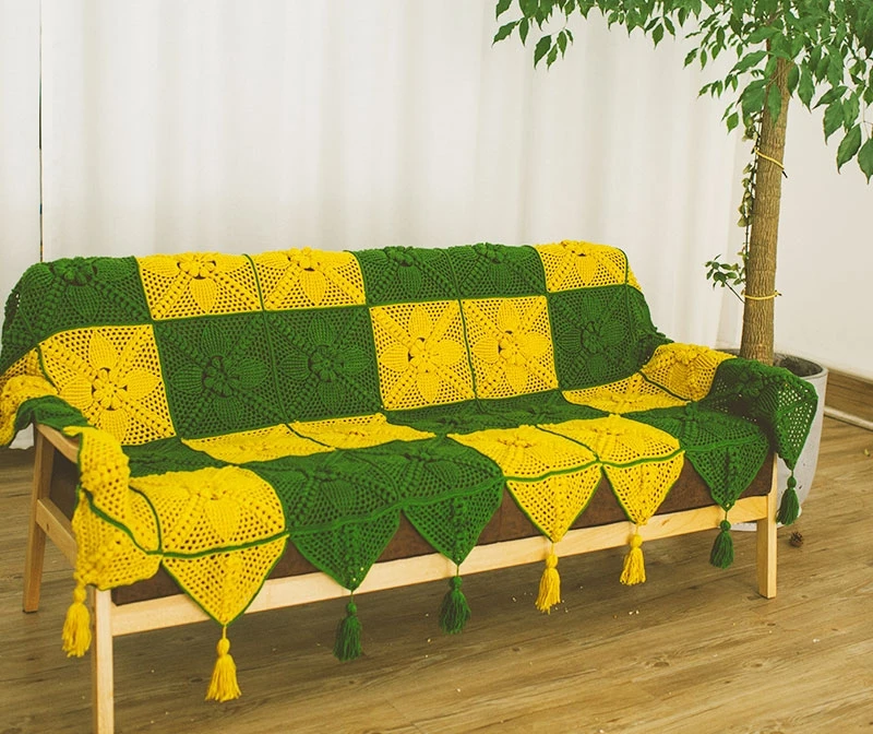 ^*Best Offers Colorful Handmade hook flowers cotton Lace shabby Chic Crocheted sofa Cover Blanket Many Uses /green yellow Unique Gifts ^*Best Offers Colorful Handmade hook flowers cotton Lace shabby Chic Crocheted sofa Cover Blanket Many Uses /green yellow Unique Gifts