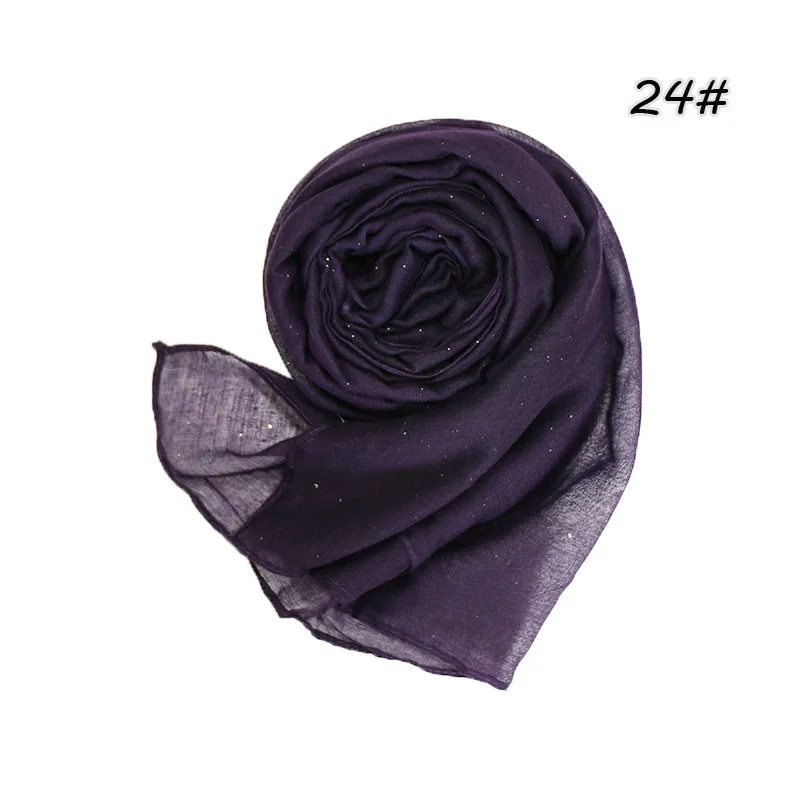 90*180cm fashion muslim women cotton hijab scarf glitter foulard femme musulman shawls islamic headscarf malaysia hijab - Цвет: 24