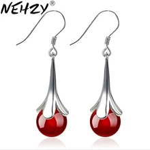 NEHZY Silver ear hook black red flowers lovely ladies new fashion jewelry with high quality 8MM