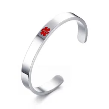  Vnox Free Engraving Cuff Bangle Medical Alert ID Emergency ICE Bracelet Secret Message Hidden 