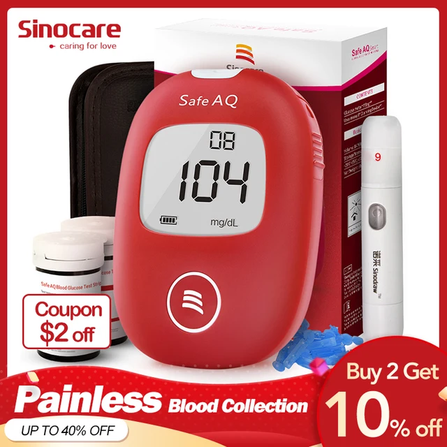 Sinocare Safe AQ Smart mg/dL mmol/L Blood Glucose Meter Diabetes
