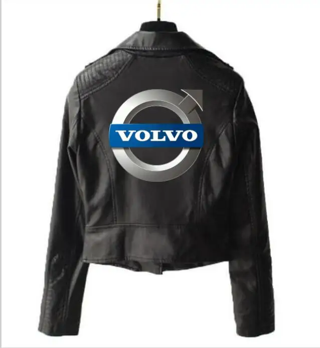 

Volvo jacket short leather punk leather locomotive zipper jacket women's hip hop streetwear