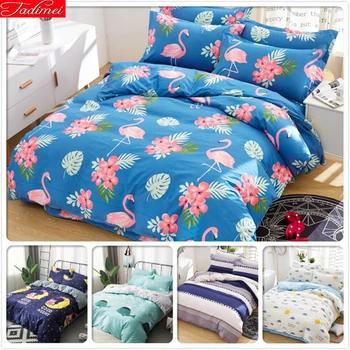 

Flamingo Pattern 3pcs/4pcs Soft Skin Cotton Bedding Set Kids Child Bed Linens Single Twin Queen King Size Duvet Cover 1.5m 1.8m