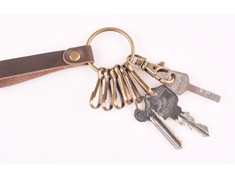 Original-personality-creative-gift-handmade-pendant-key-wallet-retro-leather-ring-leather-bronze-buckle-can-print (4)