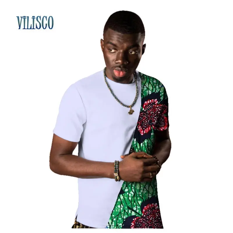Летние повседневные футболки для мужчин Bazin Riche Мужская африканская рубашка с принтом традиционная африканская одежда Лоскутные Топы WYN483 - Цвет: 9
