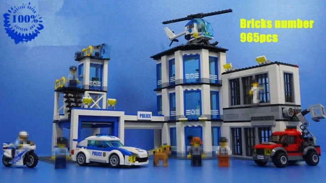 

02020 965 pcs. city series new police station set of children education building blocks bricks toys models for gift 60141