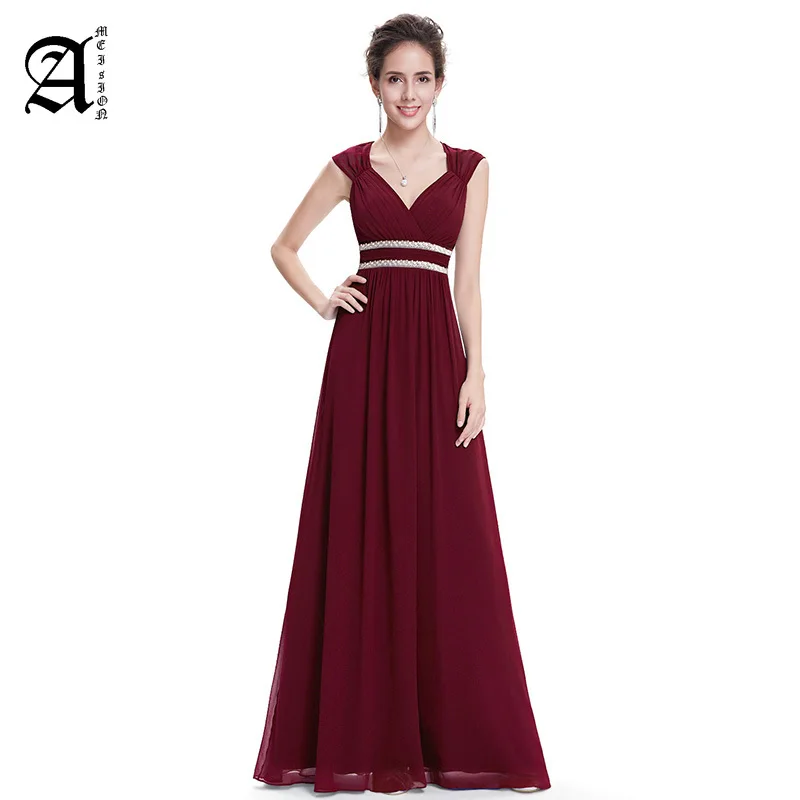

Ameision 2019 Cheap Chiffon Party Gowns Beading Empire Hollow Out Formal Dress Plus Size Elegant Long Evening Dress