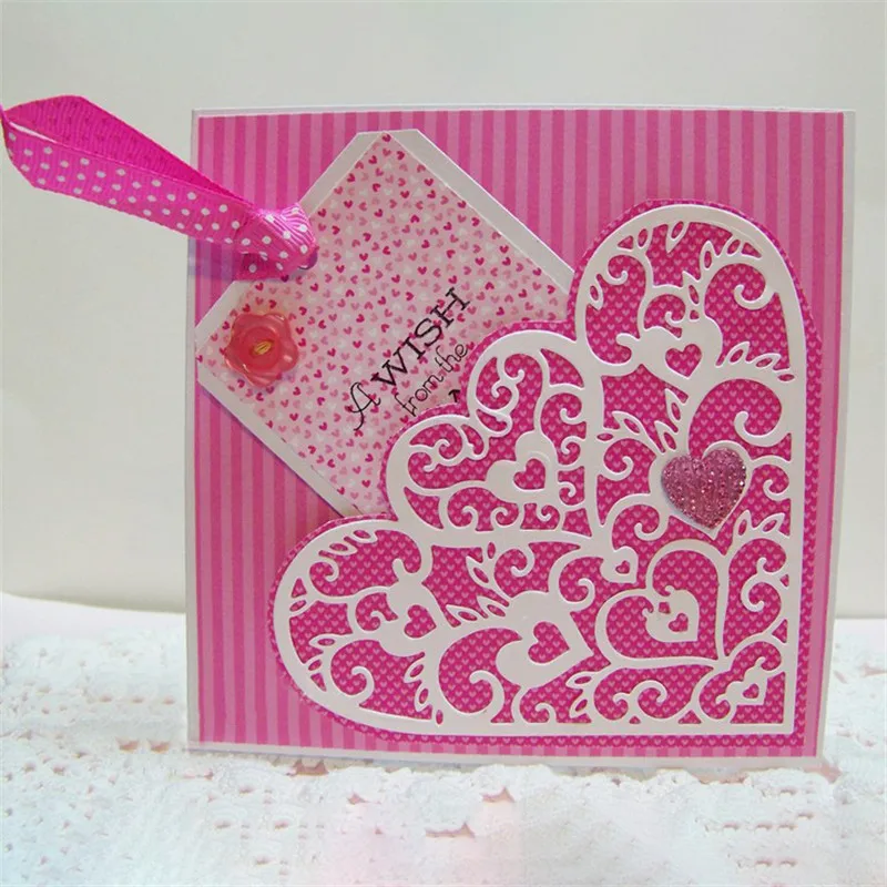 

Naifumodo Heart of Hearts Corner Metal Cutting Die for Scrapbooking Valentine Craft Dies for Cards Making Die Cut Embossing New