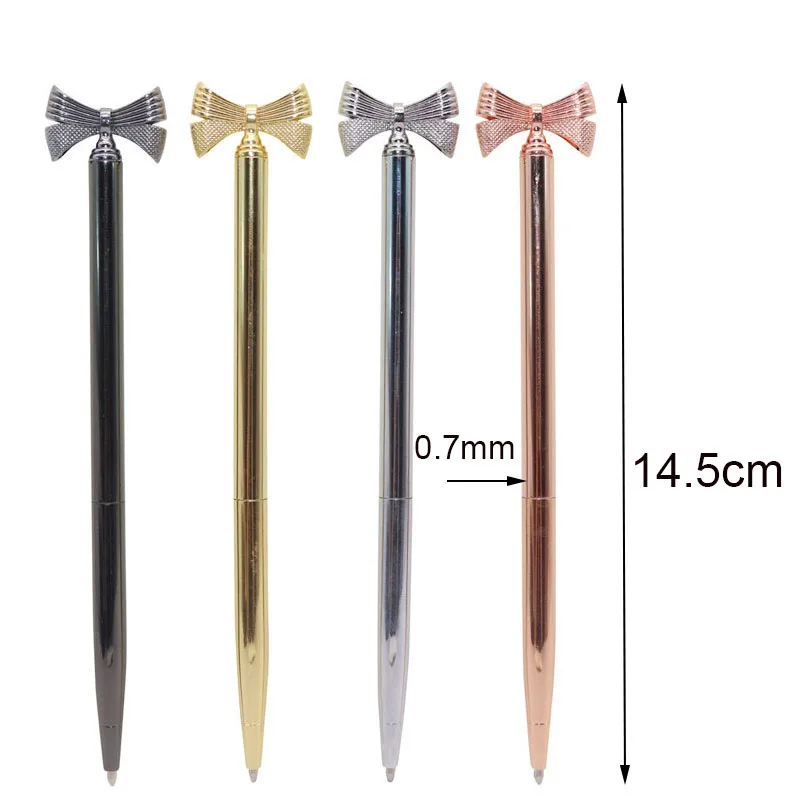 2 pcs Metal bow pen Ballpoint pen Advertising gift Office Business pen For School Student Office Business Stationery Supplies