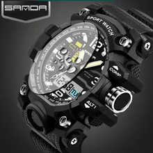 2017 G Style SANDA Clock Mens Watches Top Brand Luxury Waterproof Sports Digital Quartz Watches Men