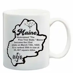 Maine история белая кофейная кружка 11 унц. Керамическая забавная чайная Подарочная кружка