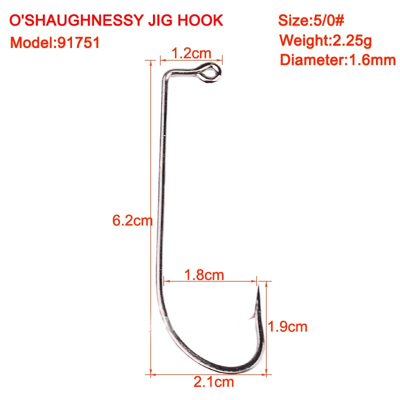 20 шт./лот, один Рыболовный крючок, серия О 'Шонесси, крючок джиг, большой Рыболовный крючок, 6 размеров, 2#1/0#2/0#3/0#4/0#5/0# крючок 30