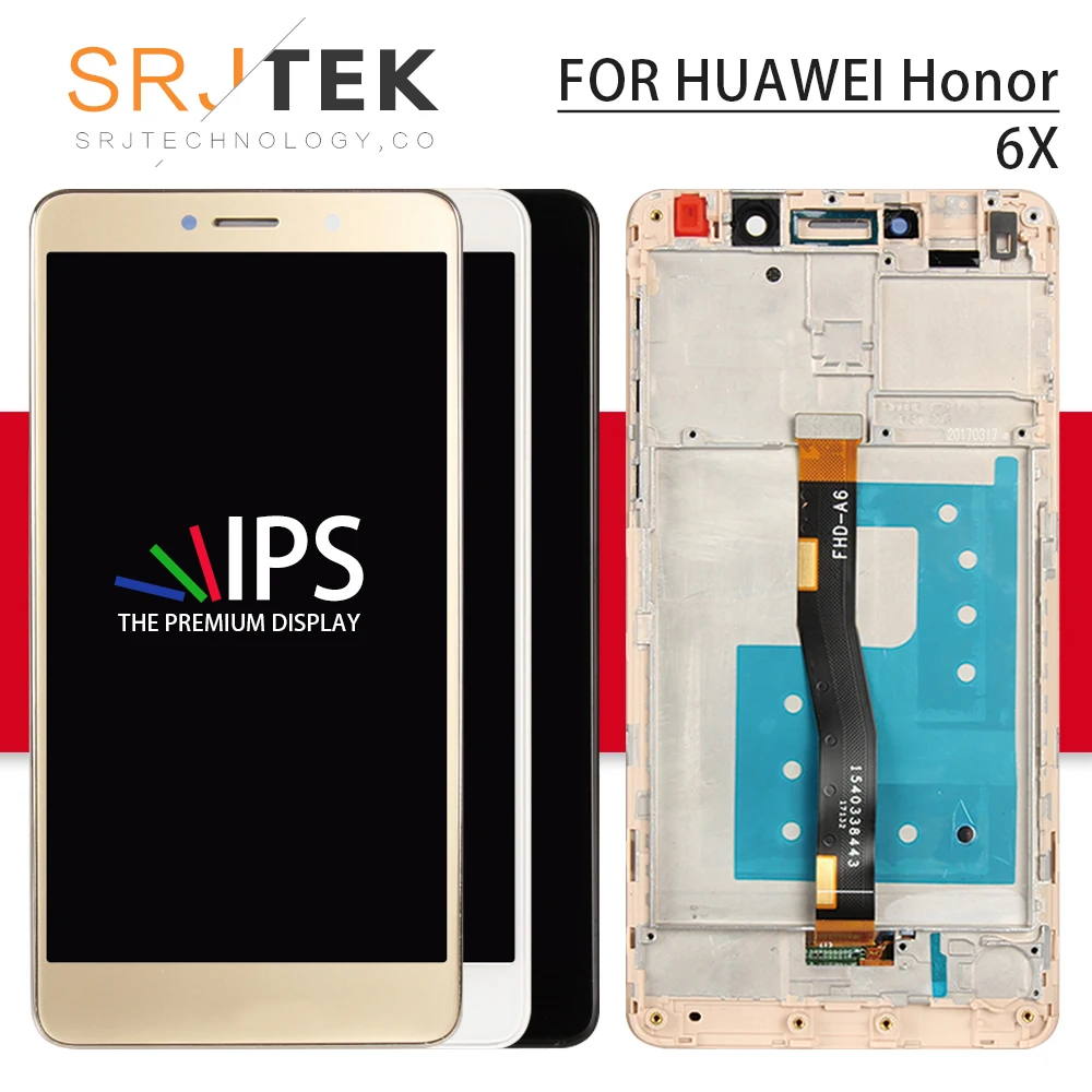 

For Huawei Honor 6X LCD Panel With Touch Screen Digitizer Assembly Frame GR5 2017 BLN-21 Display For Huawei Mate 9 Lite Display