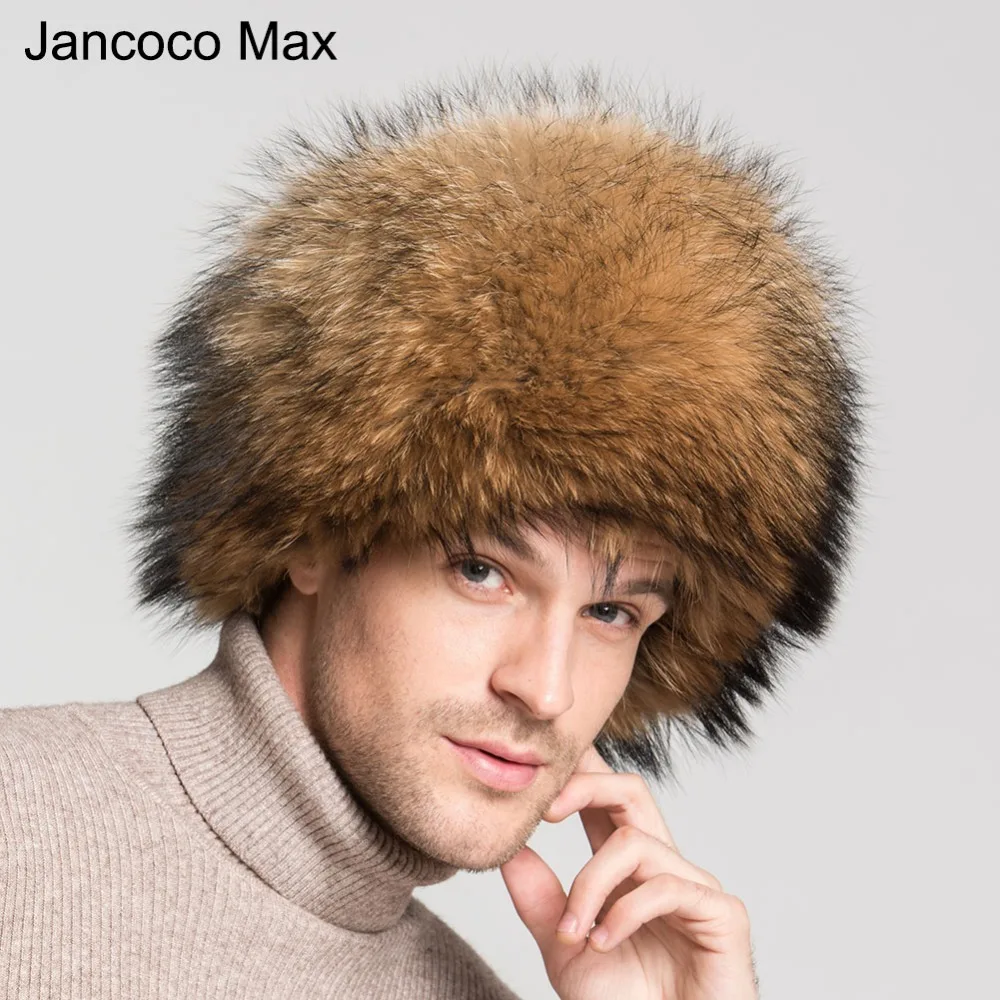 Jancoco Max Новинка 100% натуральный мех енота шапки монгольский Стиль натуральные