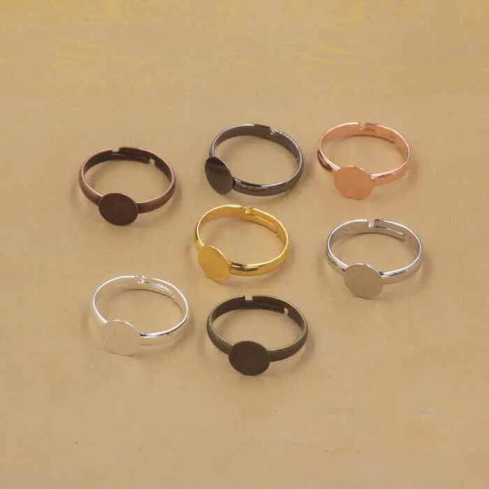 10pcs 7 color flat pad base ring fingding abjustable DIY making jewelry dome cabochons blank 6mm/10mm/12mm | Украшения и