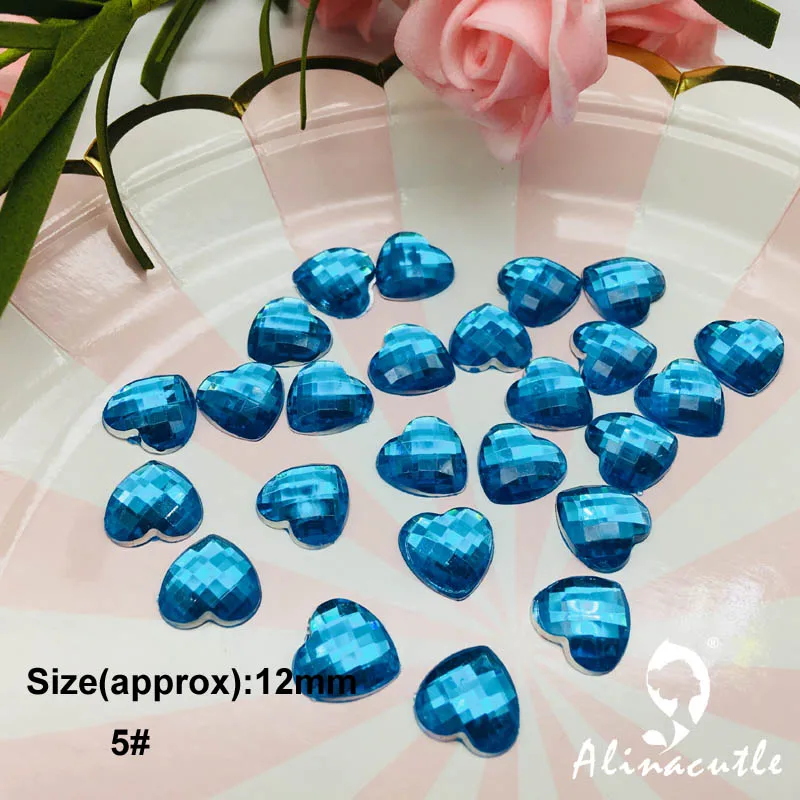 No 5 light blue 50 шт., 12 мм, плоская задняя часть, внизу, драгоценные камни, Алмазное сердце, кристалл, камень, наклейка, сделай сам, ручная работа, художественные ремесла, скрапбукинг, кристаллы - Цвет: No 5 light blue