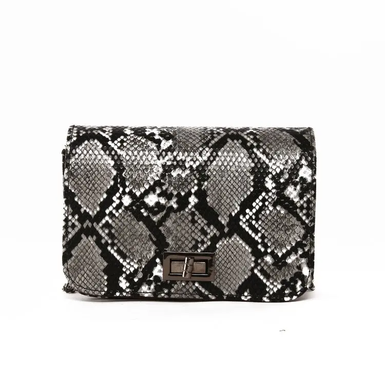 

2019 Vintage Snake Skin Printing Square Chain Bags Women Retro Serpentine Messenger Crossbody Single Shoulder Female Handle Bag