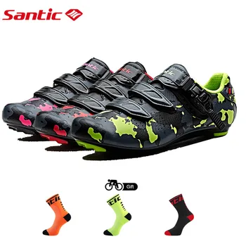 

SANTIC Bike Cycling Road Shoes Breathable Carbon Fiber Riding Athletic Racing Team Bicycle Shoes Sapatilha Zapatillas Ciclismo