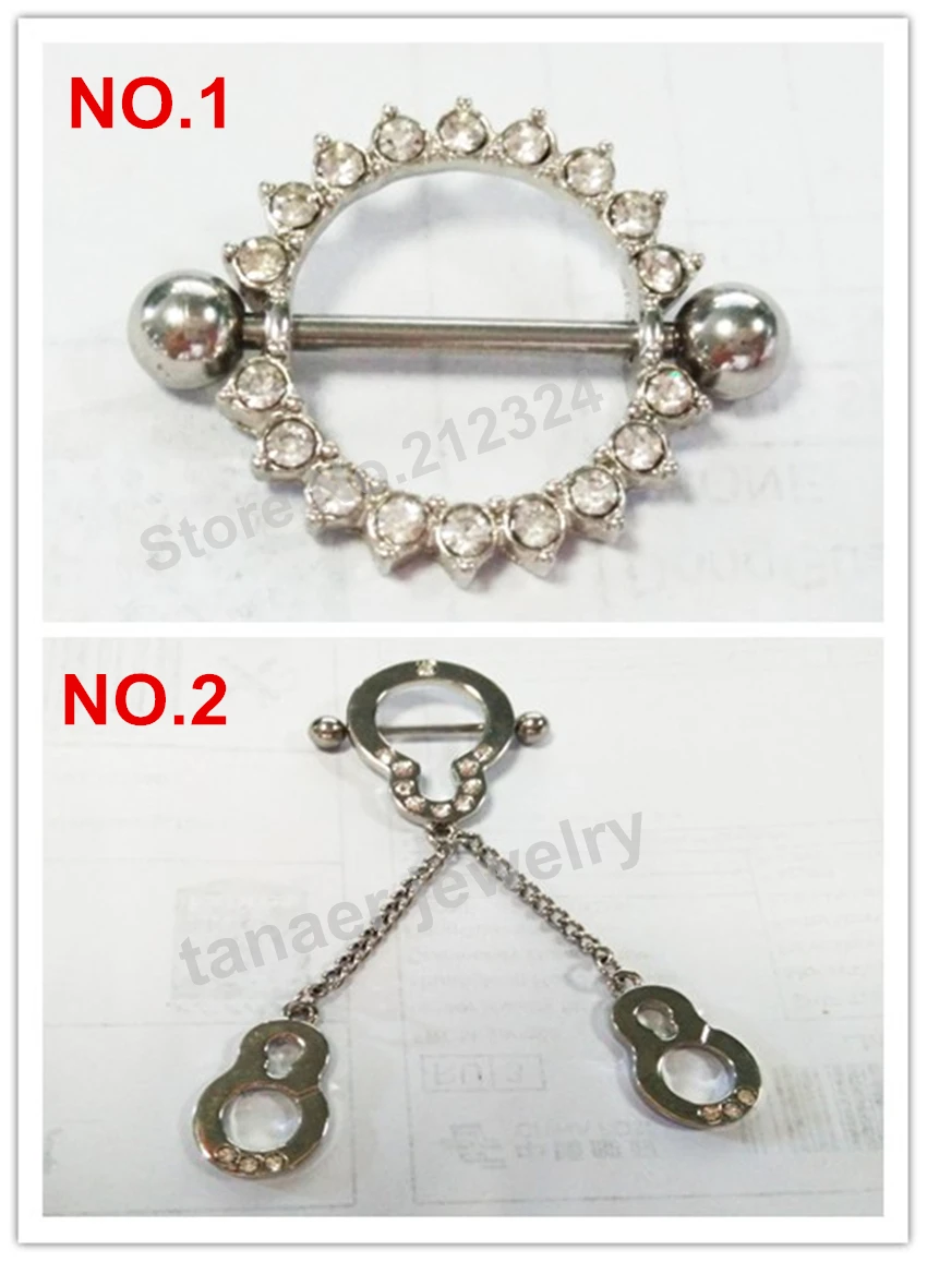 2015 hot 14G New piercing Jewelry Surgical Steel Clear Gem Paved Nipple Rings Bar Ring Nipple
