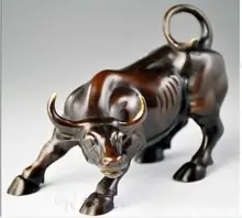 Big Wall Street Bronze Fierce Touro OX Estátua/13 cm */5.12 polegadas