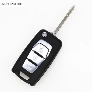 

AUTEWODE Replace Flip Remote Key Shell For Ssangyong 3 Buttons Car Key fob case cover keyless refit key blank 10pcs