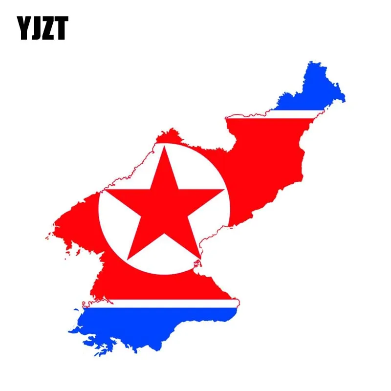 

YJZT 12.6CM*12.4CM Personality Accessories North Korea Map Flag Reflective Car Sticker Decal 6-0916