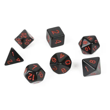

New 7Pcs/Set Black Red Dice Acrylic Multi-sided Dice D4-D20 for Home KTV Play Gaming For TRPG Game Dungeons and Dragons