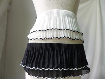 

2.8" Wide Pleated Lace Trim In White/Black, Elegant Ruffle Lace Trim, Two Layers Lace For Sewing Patchwork Sell By Yard
