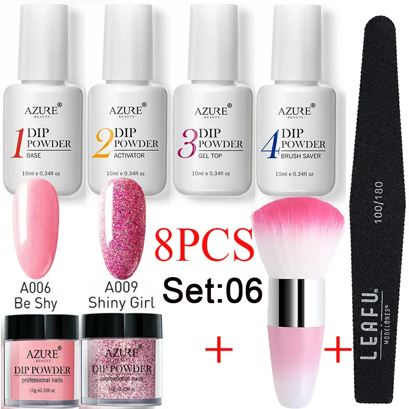 

Azure Beauty 8Pcs/Lot Green Color Dipping Powder Gradient Color Powder Nail Set DIY Nail Design Dip Powder Glitter Kits
