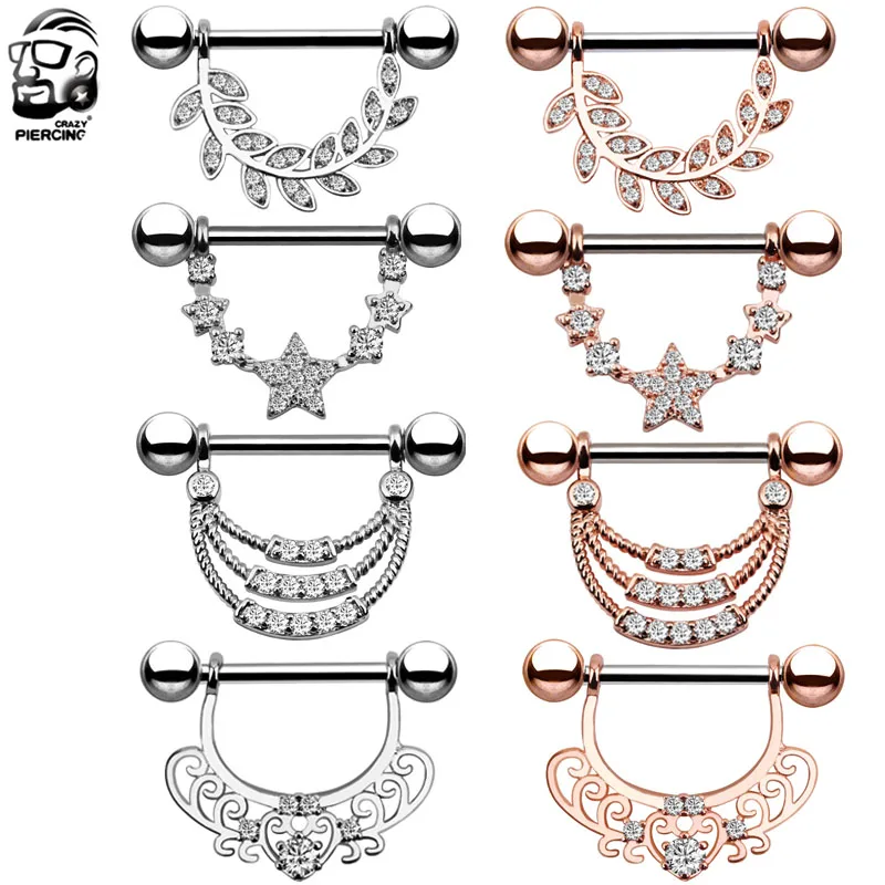 Covet Jewelry Anodized Rainbow Beads U Shaped 316L Surgical Steel Nipple Shield