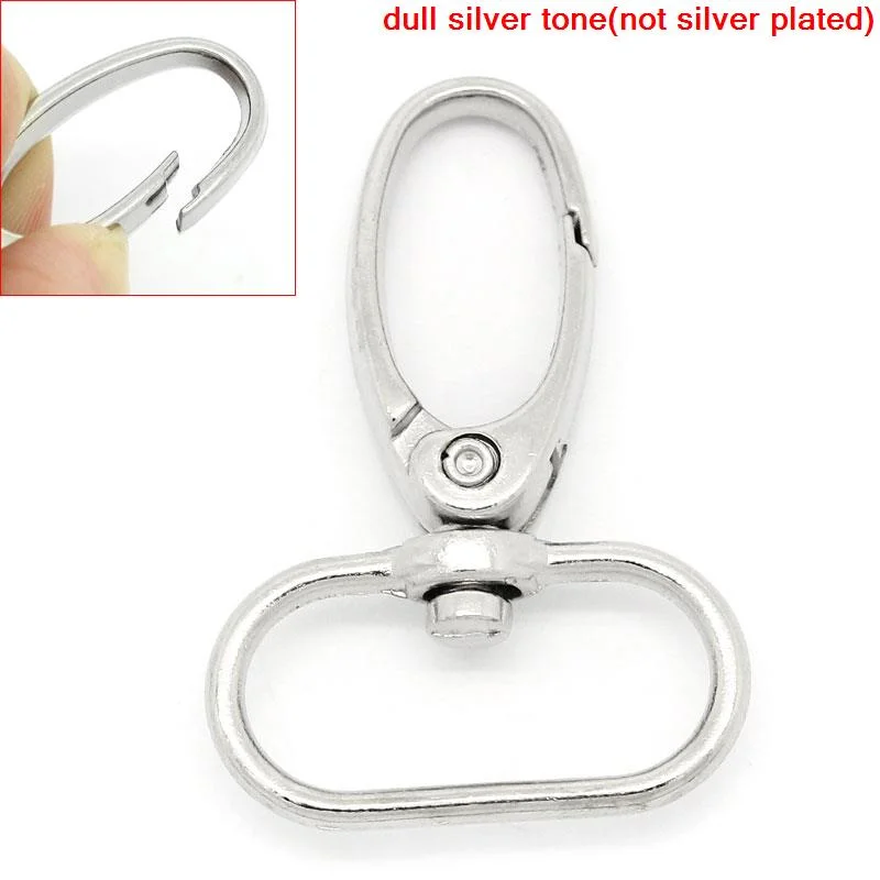 

8SEASONS Hook Lobster Swivel Clasps Trigger Clips Snap For Key Ring Silver Tone Color 4.5x3.1cm,20PCs (B29864)