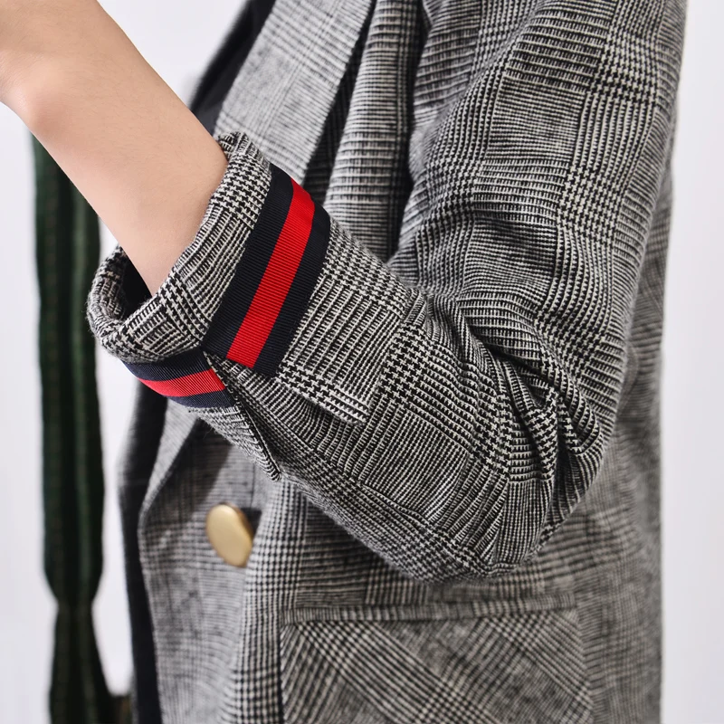 Новинка 2017 года пиджаки Для женщин плед Повседневное Бизнес Офисные женские