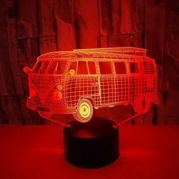 

3D Vision Night Light Bus Image Touchment Control Colorful 3D Night Lamp Desk Light