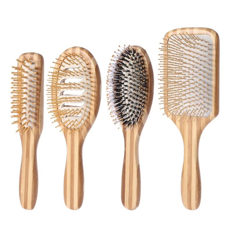Новая Профессиональная щетка для волос из натурального бамбука, расческа, расческа для волос, массажер для здоровья, Антистатические Массажные расчески для спа-массажа, макияж