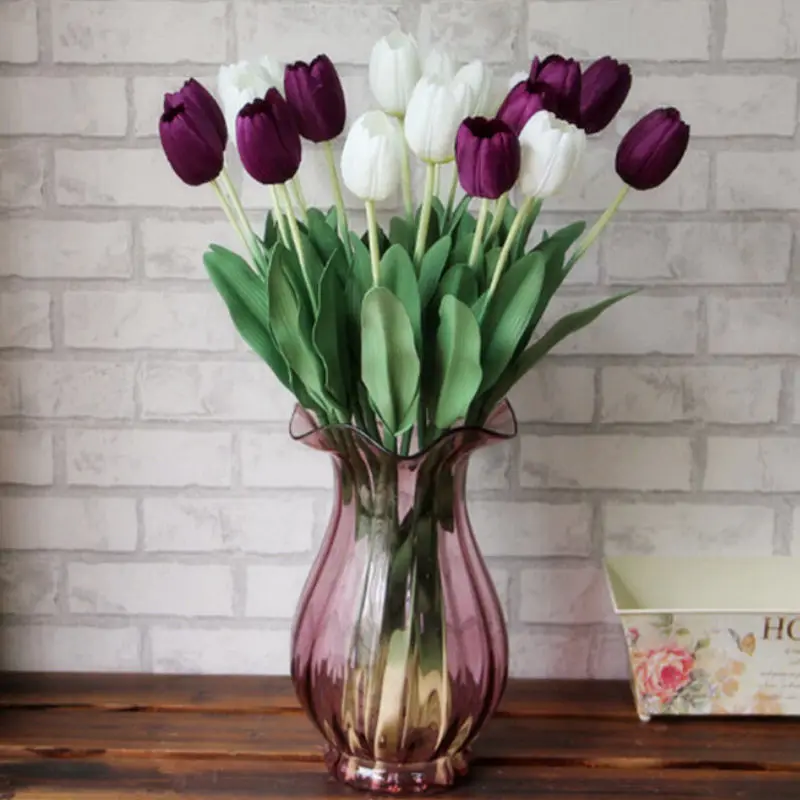 1 Pcs Artificial Flower High Quality Real Touch PU Tulip Flower Desktop Wedding Home Decoration Gift Decorative Flowers